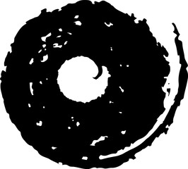 Hand drawn black grunge circle creates a textured and artistic design element, perfect for adding a unique touch to various creative projects