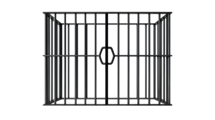 Dark Gray Metal Cage on Transparent Background