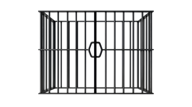 Dark Gray Metal Cage on Transparent Background
