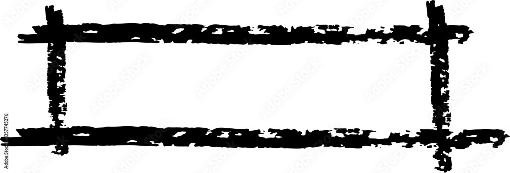 Poster black, roughly drawn rectangular frame with a chalk like texture surrounds a blank white area, creat