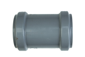 Assorted PVC sewage pipe fittings shot on white. Top view.