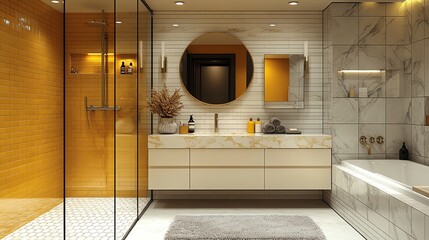 Modern bathroom with elegant design features.