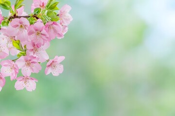 Fototapeta premium Delicate pink blossoms against a fresh spring backdrop