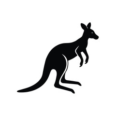 Kangaroo with baby jumping in silhouette, vector illustration of a wild Australian mammal