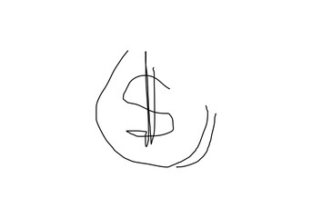 line art illustration of a dollar coin, symbolizing investment, finance, and economic growth. 