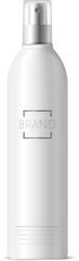 Realistic cosmetic spray bottle mockup presenting brand identity, isolated on white background, ideal for showcasing product design or branding