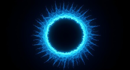 Obraz premium Abstract portal with glowing blue light streaks and a dark center