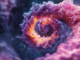 Fototapeta premium Vibrant Abstract Spiral Energy Flowing in Colorful Cosmic Cloud