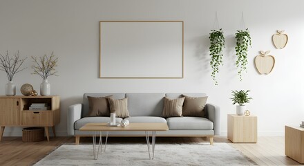 Fototapeta premium Bright and inviting living room featuring modern minimalist design elements