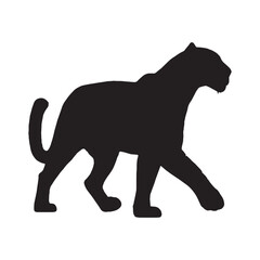 Jungle Leopard Silhouette - Wild Animal Art Vector - Leopard Vector - Leopard Icon - Leopard Illustration

