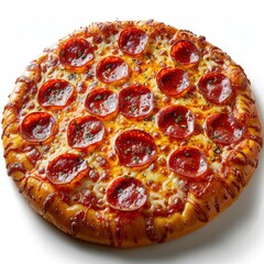 Classic Pepperoni Pizza on White Background
