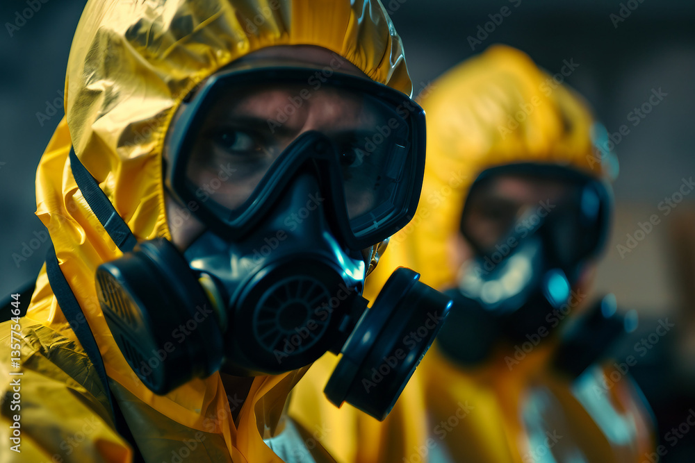 Poster man in a protective suit made generative ai technology