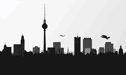 Minimalist Berlin Skyline Silhouette Vector Art for Elegant Cityscape Designs