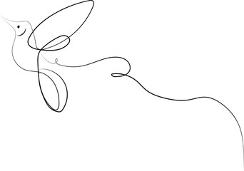 Obraz premium Elegant Minimalist Line Art Bird A Simple Drawing of a Hummingbird in Flight