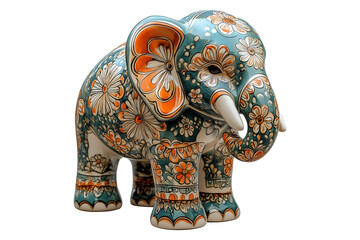 Obraz premium Ceramic Elephant Isolated on White and Transparent Background PNG Image.