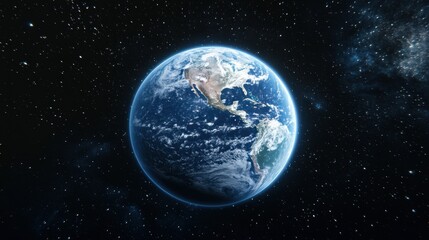 Obraz premium View from space on planet Earth global social, information network across globe