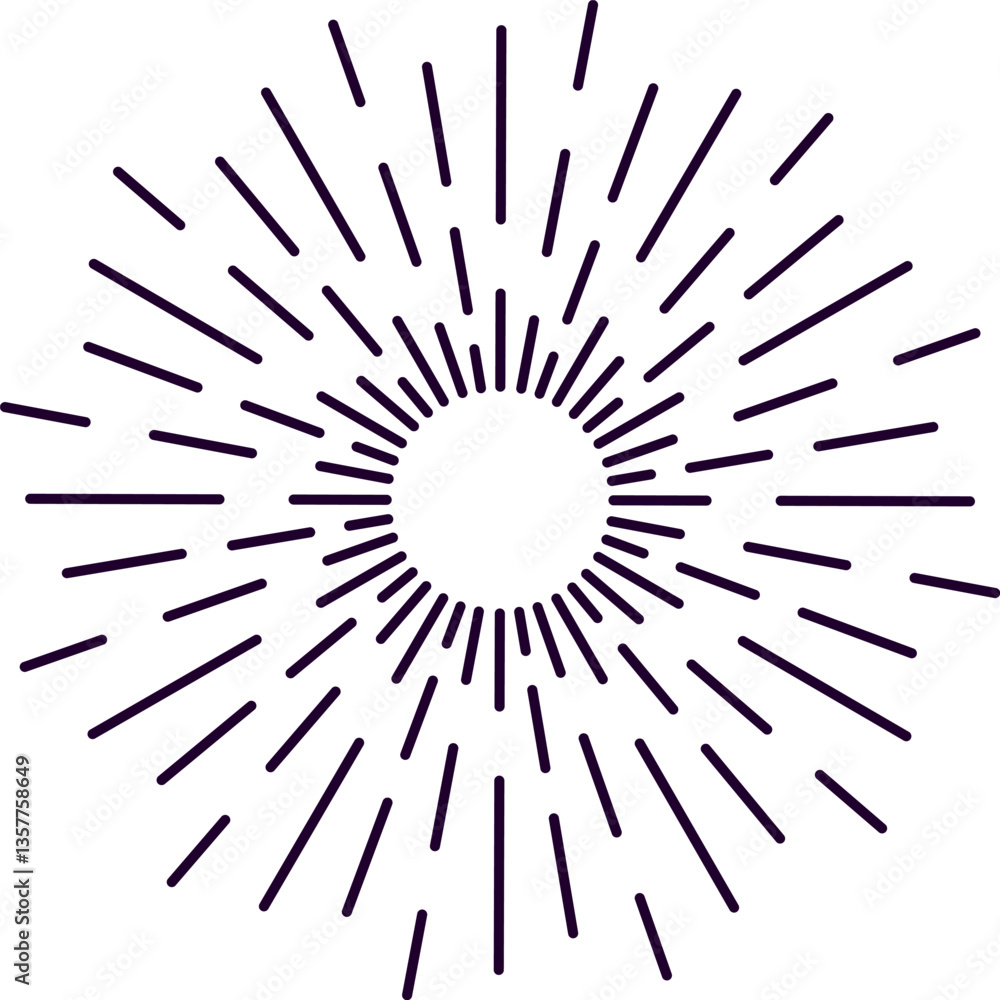 Poster sunburst design featuring a circular arrangement of light beams radiating outwards, creating a dynam