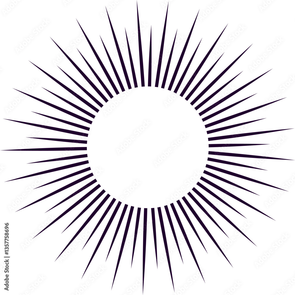 Poster graphic design element featuring radiating lines emanating from a central circular space, evoking a 