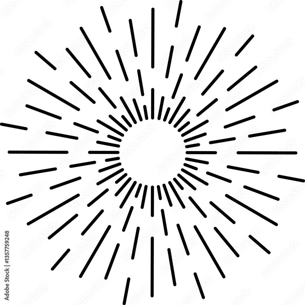 Aufkleber minimalist vector illustration featuring radiating lines emanating from a central circle, creating a