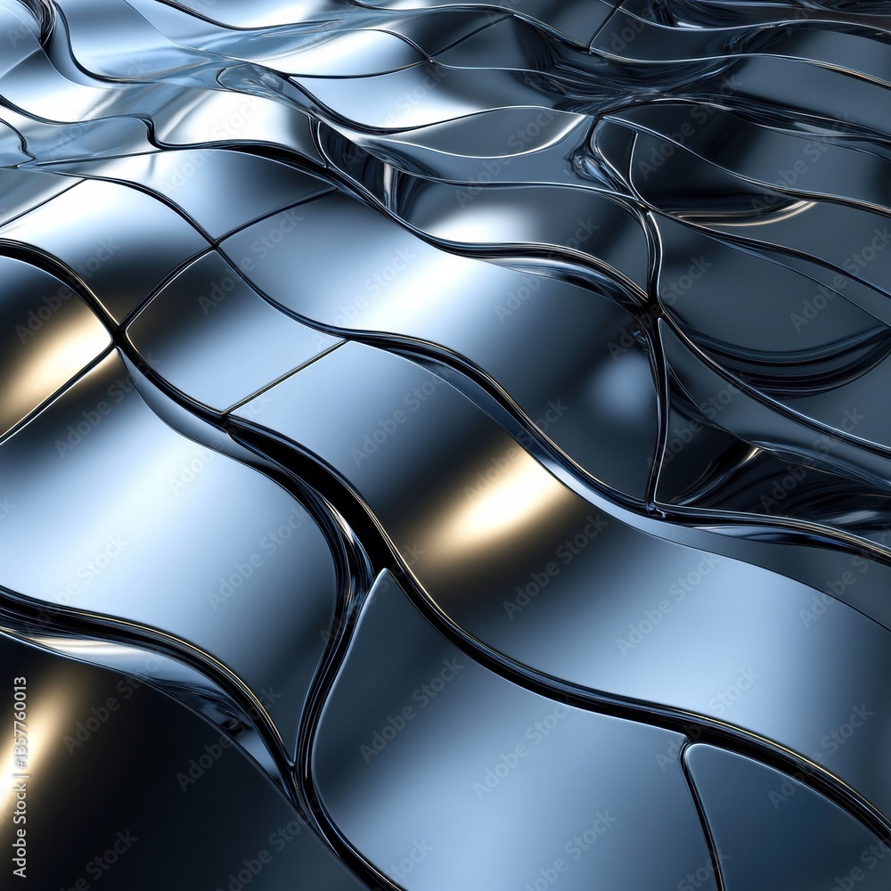 Leinwandbilder seamless high-tech metallic texture featuring chrome reflections with a futuristic sleek surface and