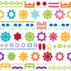 Wavy and Zigzag Shape Frames. Abstract Groovy Borders, Scallop Edges, Cloud-Like Blobs, and Jagged Stamps. Funky Geometric Badges and Decorative Text Boxes for Kids and Retro Designs.