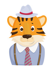 Tiger with Tie and Hat