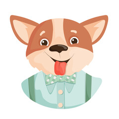 Happy Corgi in a Bow Tie
