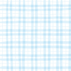 Light Blue Plaid Gingham Hand Drawn Background Pattern Overlay