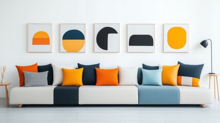 Modern Living Room with Geometric Art