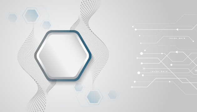Vector illustration for a banner or presentation on the theme of technology, science, and medicine. Modern technological design. Abstract hexagon background with light effect circuit board.