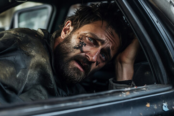 Car accident crash collision injury and damage made with generative AI