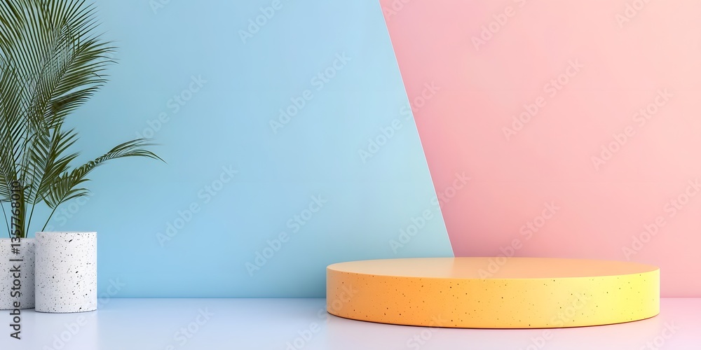 Poster abstract geometric background with minimal podium display