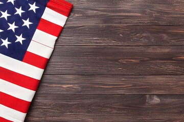 Obraz premium American flag on a rustic wooden background,Independence Day campaigns background