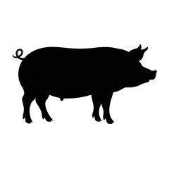 Fototapeta premium A silhouetted depiction of a pig standing isolated on transparent background