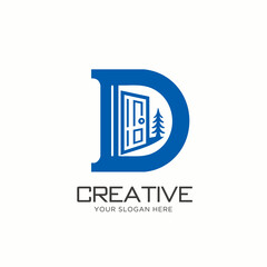 Innovative Letter D Logo Design with Housing Concept