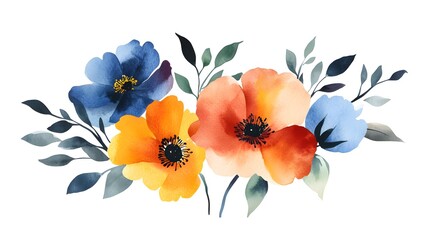 Naklejka premium Bright and colorful watercolor wildflower design