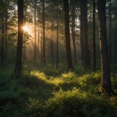 Obraz premium sunrise in the forest