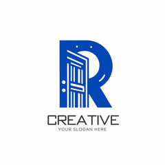 Letter R Logo Design With Open Door Concept