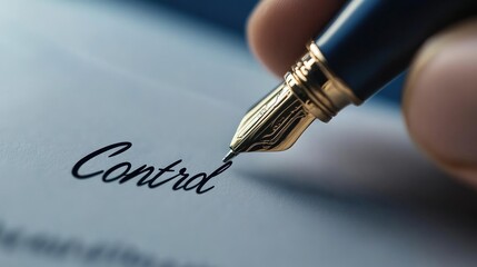 Fototapeta premium Signing a Legal Document with Elegant Fountain Pen on High-Quality Paper
