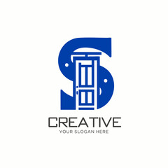 Creative Letter S Logo design with Door