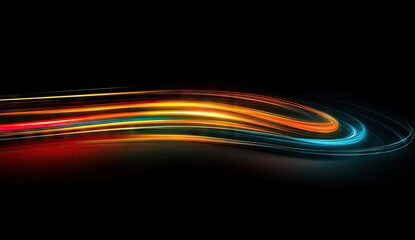 Abstract light streaks, vibrant colors on black