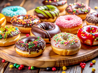 Delicious cupcakes with chocolate, sprinkles, and icing sugar on a plate, perfect for a sweet treat or holiday celebration