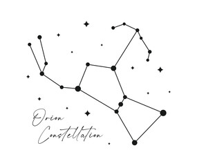 Orion Constellation Vector. The Hunter constellation. Star Map. Celestial Night Sky Illustration, Astronomy Design. © AbdullahMohammad