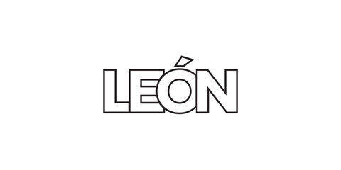 Leon in the Mexico emblem. The design features a geometric style, vector illustration with bold typography in a modern font. The graphic slogan lettering.