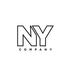 Letter N and Y, NY logo design template. Minimal monogram initial based logotype.