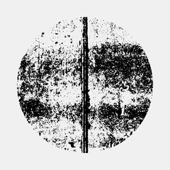 Black circle circle badge with grunge texture and light background for logo, design concepts, posters, banners, web and prints. Vector illustration.