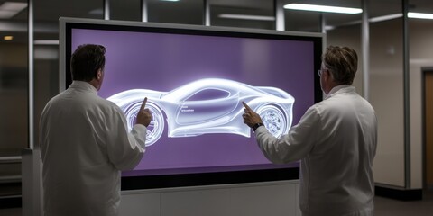 Innovative business leaders presenting futuristic automotive design strategies