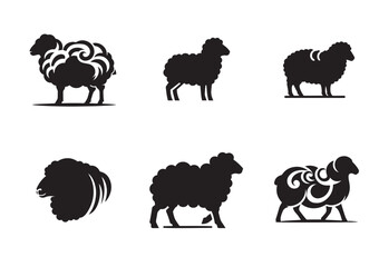 Obraz premium Sheep silhouette Vector Set