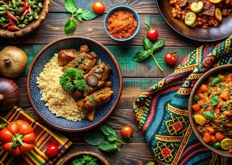 Vibrant African Art Inspired Food Styling, Colorful Dishes, Traditional Patterns