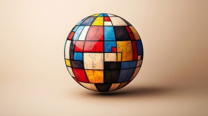 Obraz premium Vibrant Geometric Globe A Captivating Abstract Design